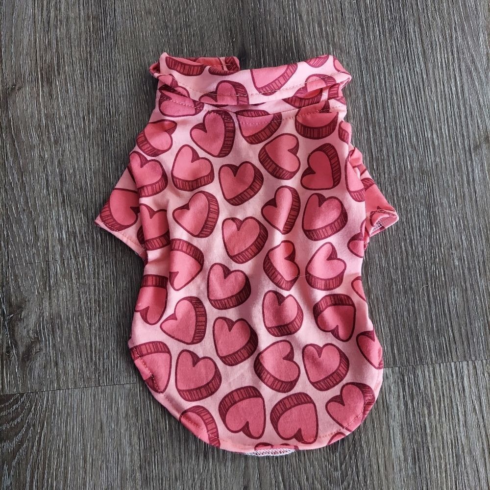 Pet Shirt Valentines Day Dog or Cat Medium Pink Candy Hearts Outfit X-Small